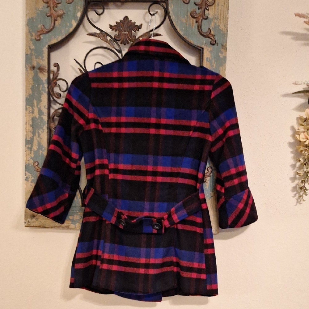 🔥🔥CLEARANCE🔥🔥 Forever 21 Chic Double-Breasted Plaid Pea Coat. Size Small - Picture 7 of 11